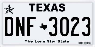 TX license plate DNF3023