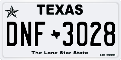 TX license plate DNF3028