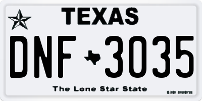 TX license plate DNF3035