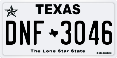 TX license plate DNF3046