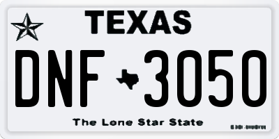 TX license plate DNF3050