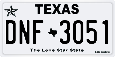 TX license plate DNF3051