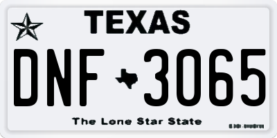 TX license plate DNF3065