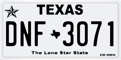 TX license plate DNF3071