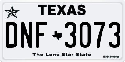 TX license plate DNF3073