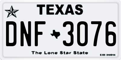 TX license plate DNF3076