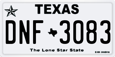 TX license plate DNF3083