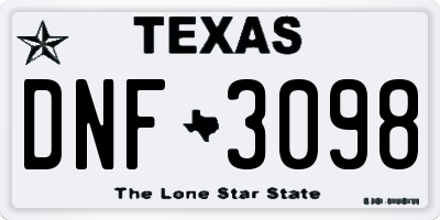 TX license plate DNF3098