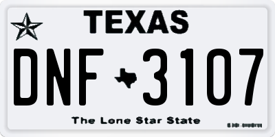 TX license plate DNF3107