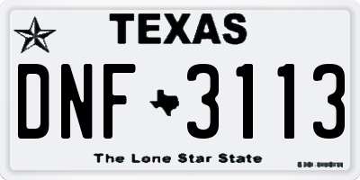 TX license plate DNF3113