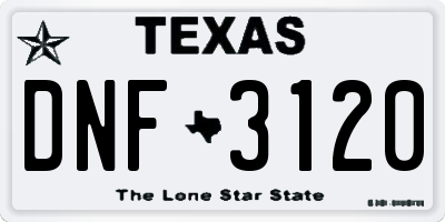 TX license plate DNF3120