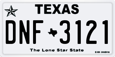 TX license plate DNF3121