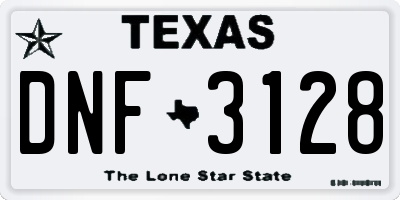 TX license plate DNF3128