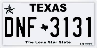 TX license plate DNF3131