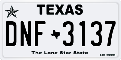 TX license plate DNF3137