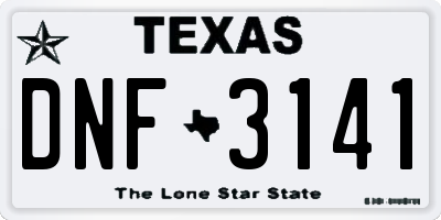 TX license plate DNF3141