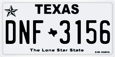 TX license plate DNF3156