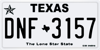 TX license plate DNF3157