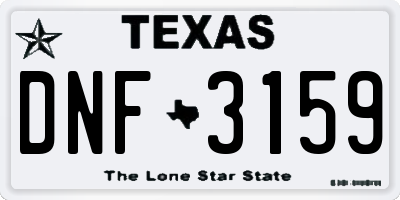 TX license plate DNF3159