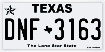 TX license plate DNF3163