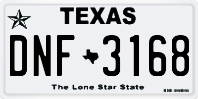 TX license plate DNF3168