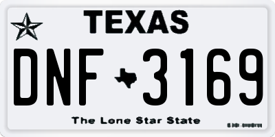TX license plate DNF3169