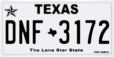 TX license plate DNF3172