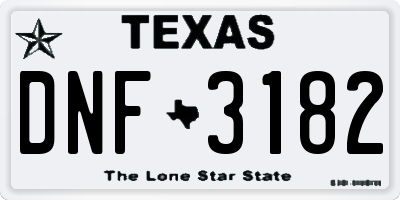 TX license plate DNF3182