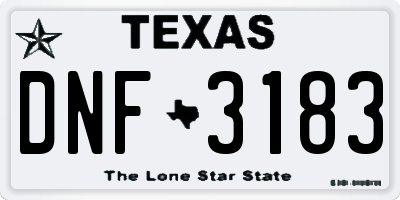 TX license plate DNF3183