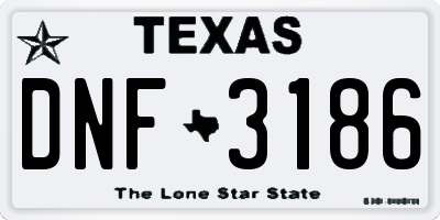 TX license plate DNF3186