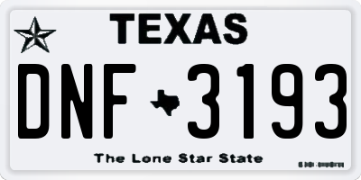 TX license plate DNF3193