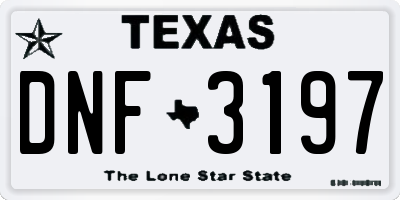 TX license plate DNF3197