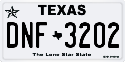 TX license plate DNF3202