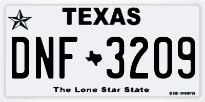 TX license plate DNF3209