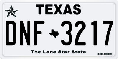TX license plate DNF3217