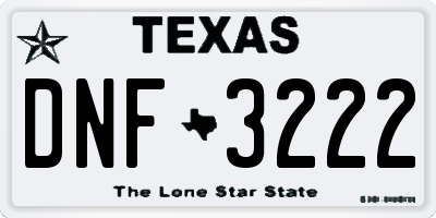 TX license plate DNF3222