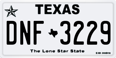 TX license plate DNF3229