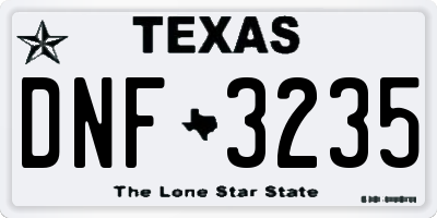 TX license plate DNF3235