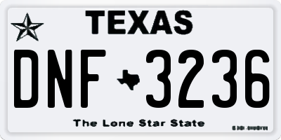 TX license plate DNF3236