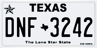TX license plate DNF3242