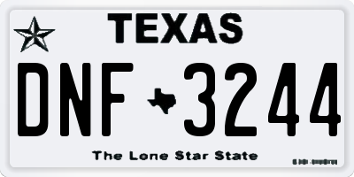 TX license plate DNF3244