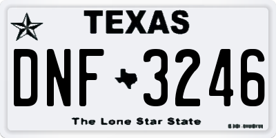 TX license plate DNF3246