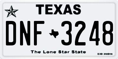 TX license plate DNF3248