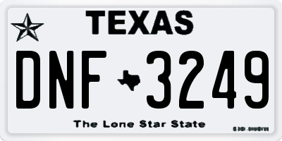 TX license plate DNF3249