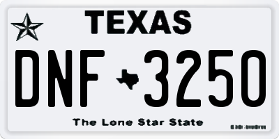 TX license plate DNF3250