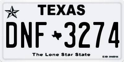 TX license plate DNF3274