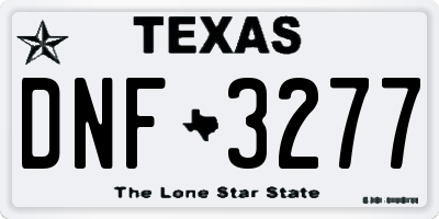 TX license plate DNF3277