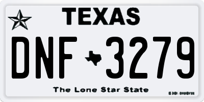 TX license plate DNF3279