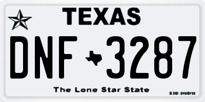 TX license plate DNF3287