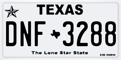 TX license plate DNF3288